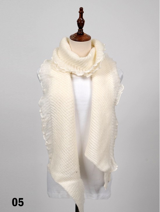 Long Knitted Ruffle Scarf